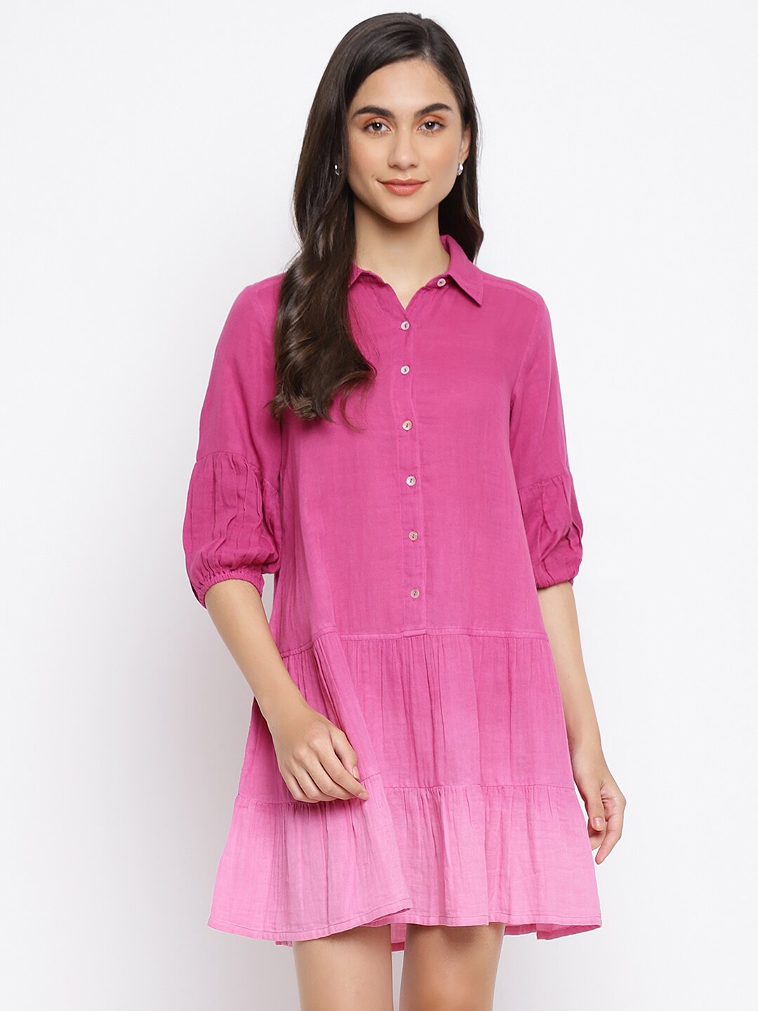 

Fabindia Fuchsia Shirt Dress