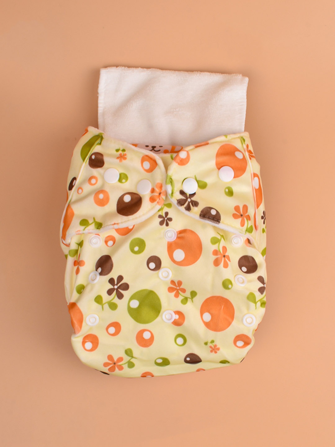 

Moms Home Set Of 2 Baby Reusable Cotton Pocket Diapers With 1 Inserts-Adjustable, Cream