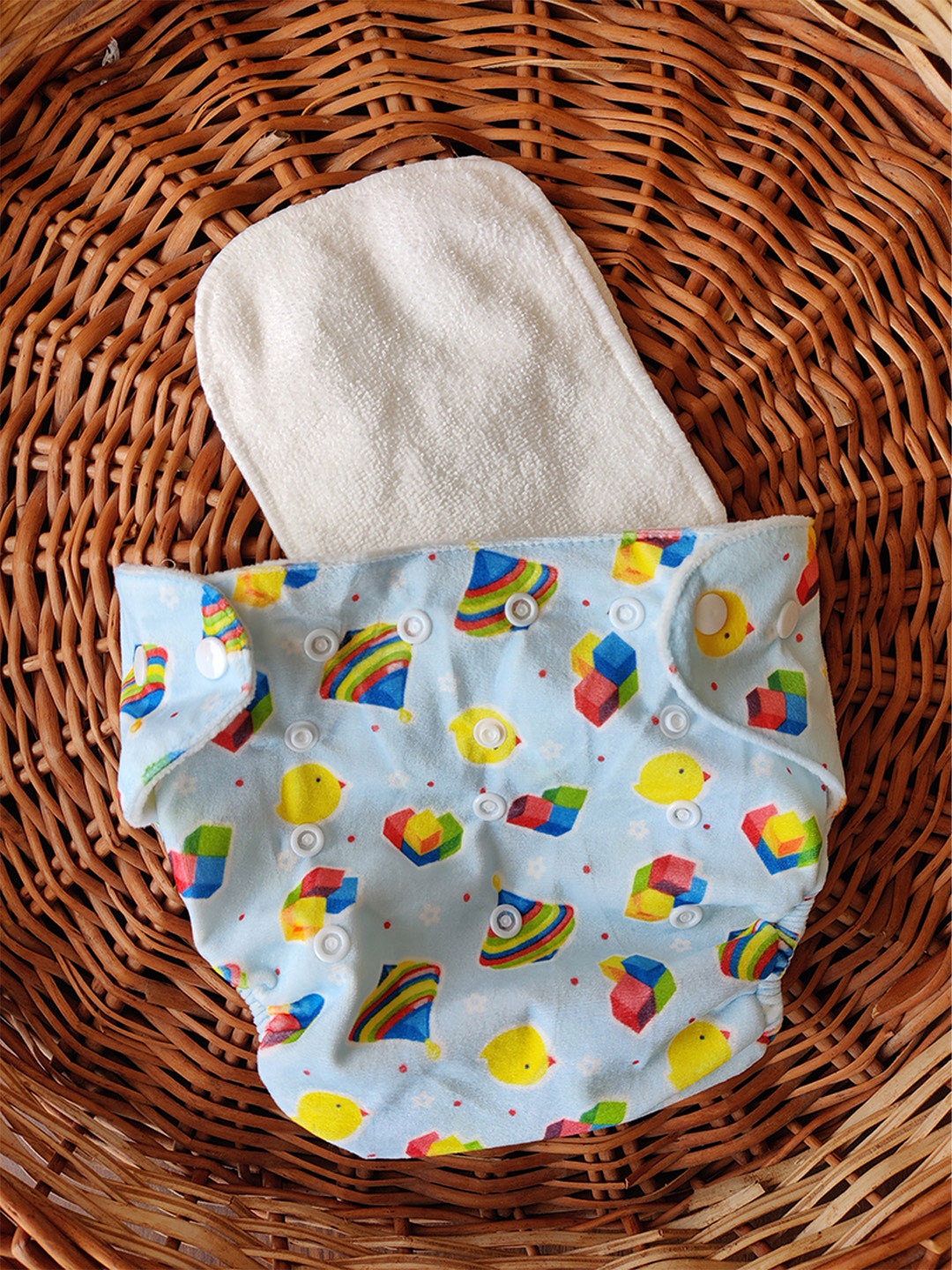 

Moms Home Infant Baby Reusable Cotton Pocket Diapers With 1 Inserts, Blue