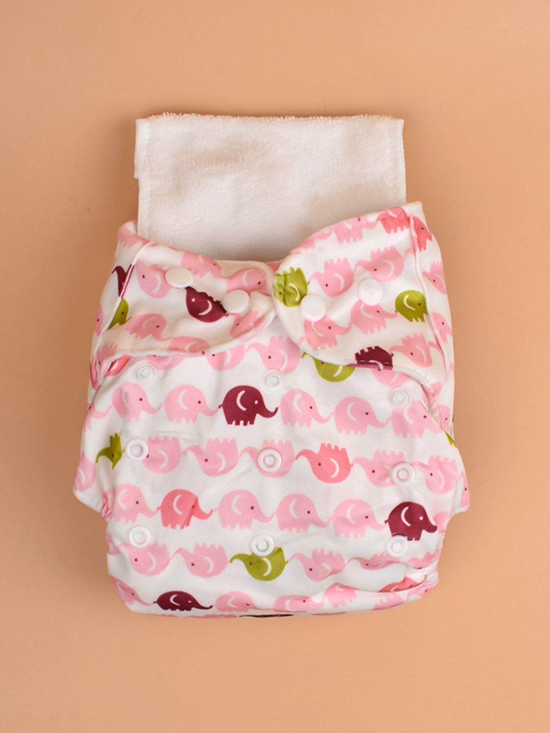 

Moms Home Infants Baby Reusable Cotton Pocket Diapers With 1 Inserts, Multi