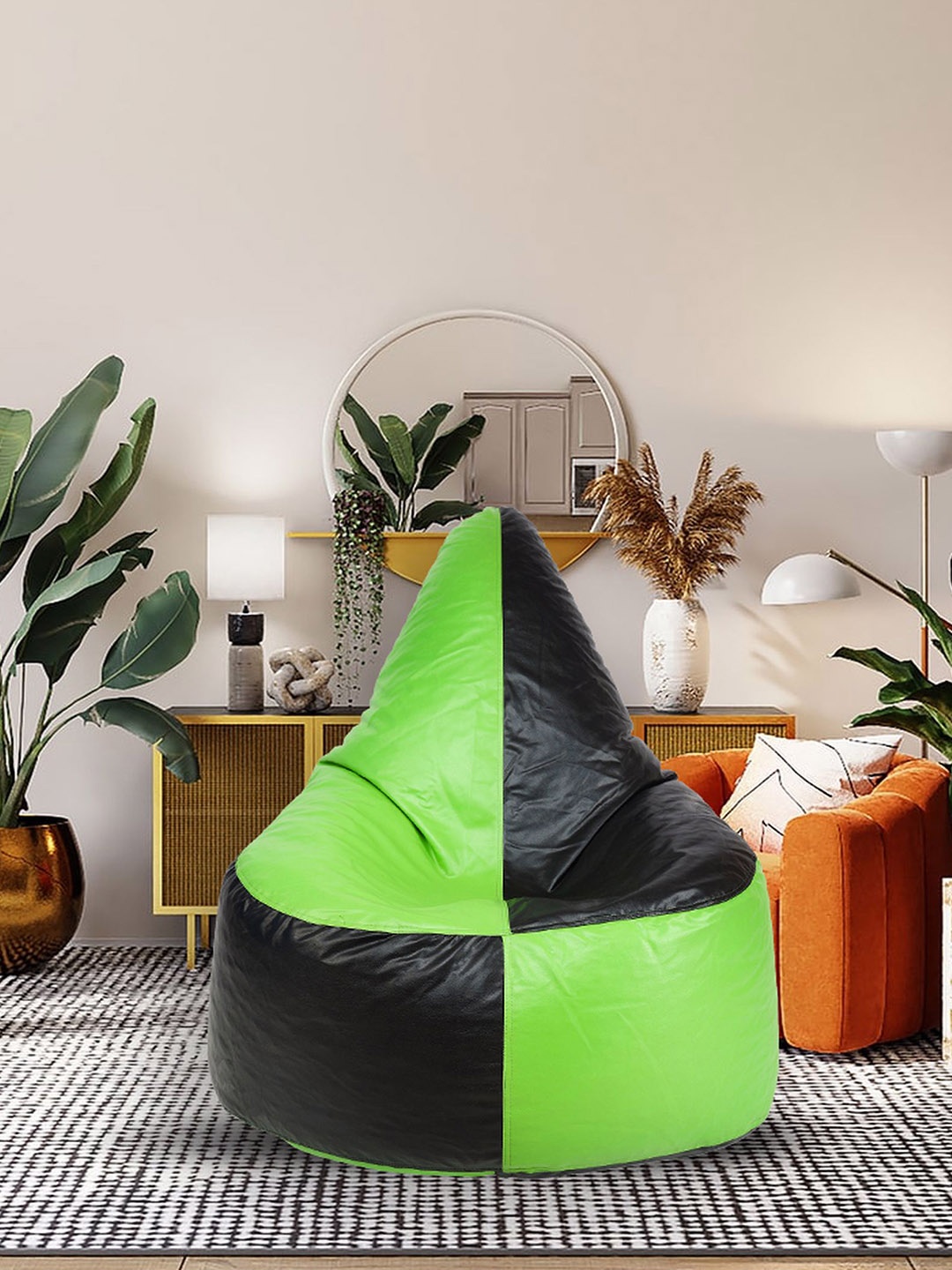 

SHIRA 24 Black Solid & Green Bean Bag Cover