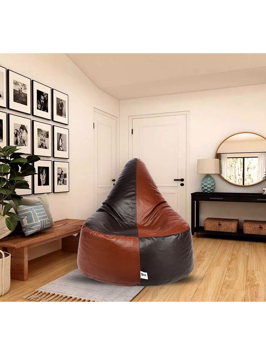 

SHIRA 24 Brown & Black Solid Bean Bag Cover