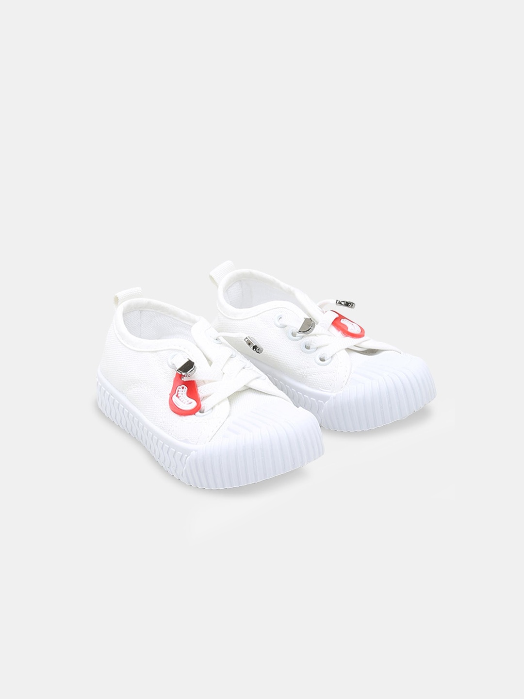 

Hopscotch Unisex Kids White Striped Slip-On Sneakers