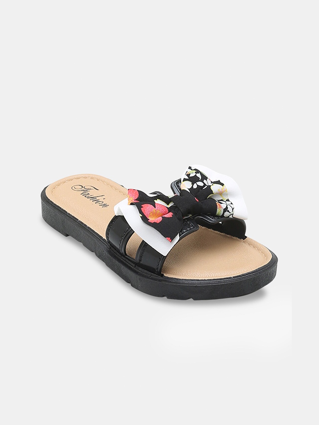 

Hopscotch Girls Black Embellished Open-Toe Flats