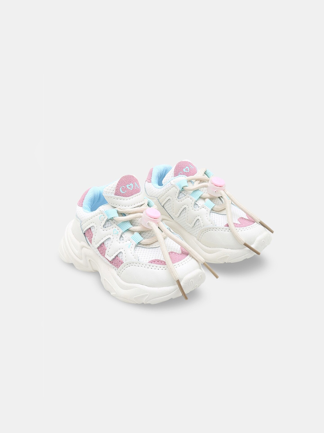 

Hopscotch Unisex Kids White Colourblocked Sneakers