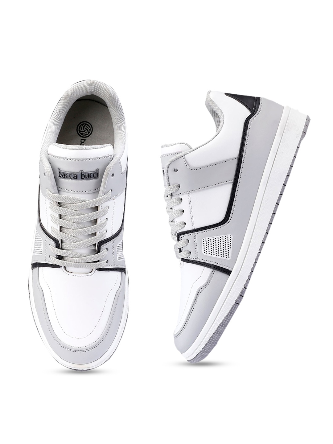 

bacca bucci Men Grey Colourblocked PU Sneakers