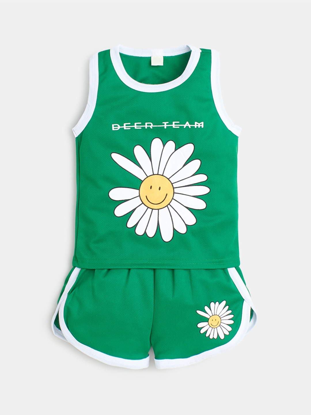

Hopscotch Boys Green & White Printed T-shirt with Shorts