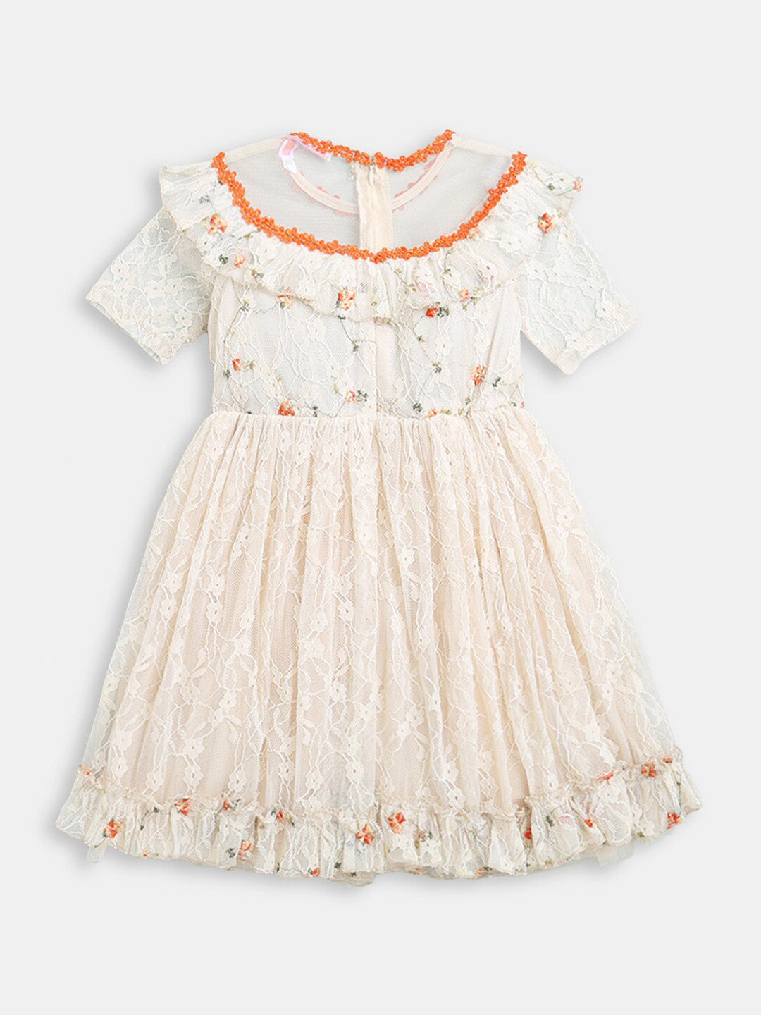 

Hopscotch Girls Beige Floral Dress