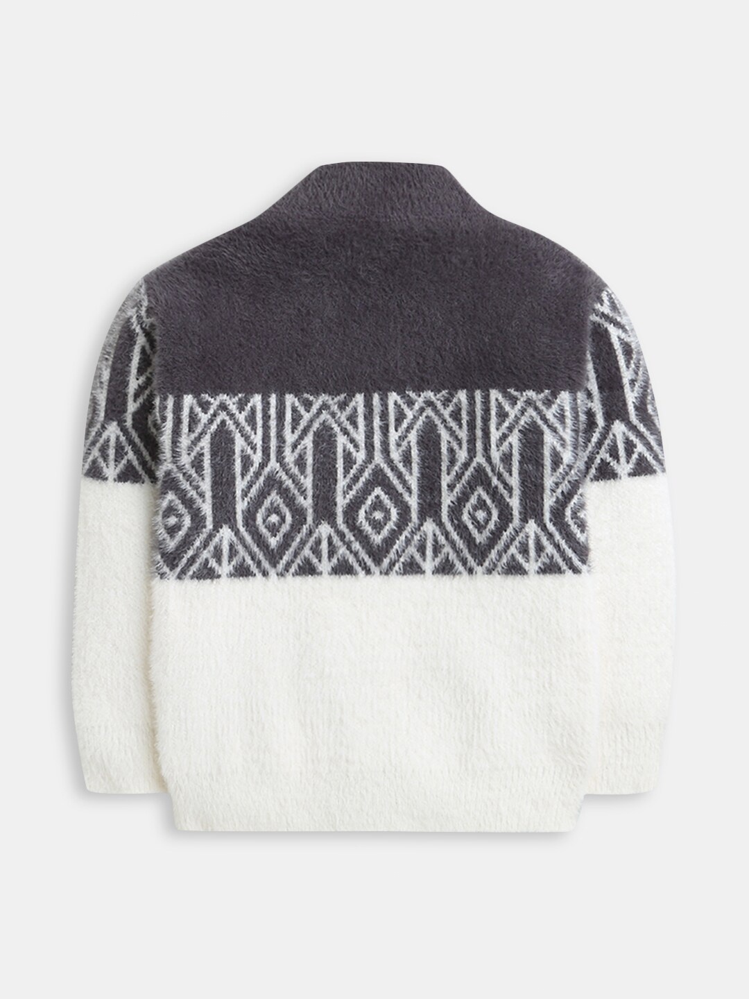 

Hopscotch Boys Grey & White Printed Pullover Sweater