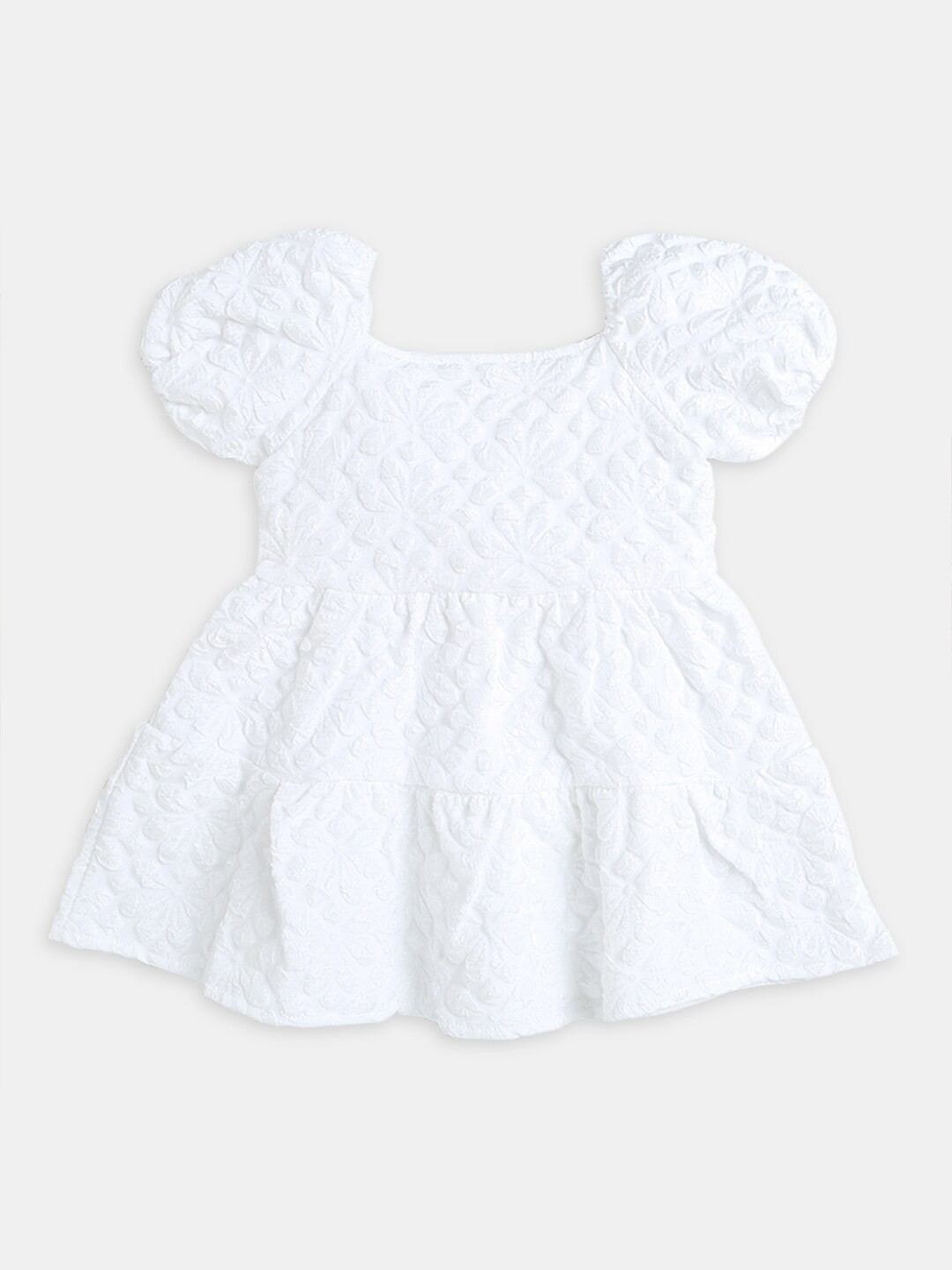 

Hopscotch White Self Design Dress