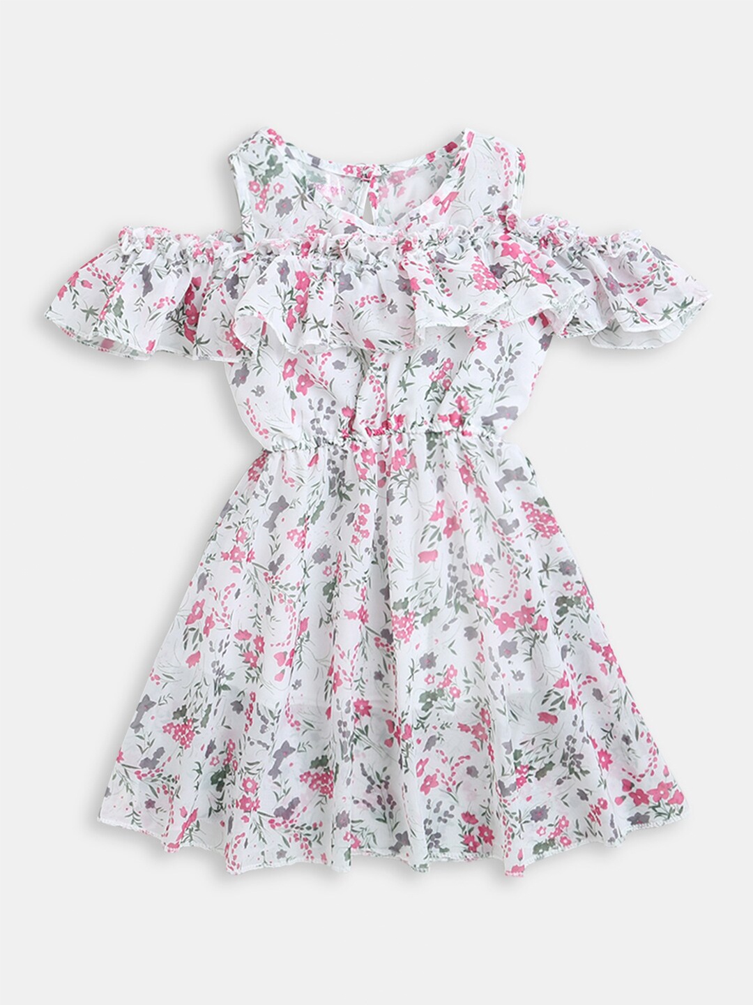 

Hopscotch Girls White Floral A-Line Dress