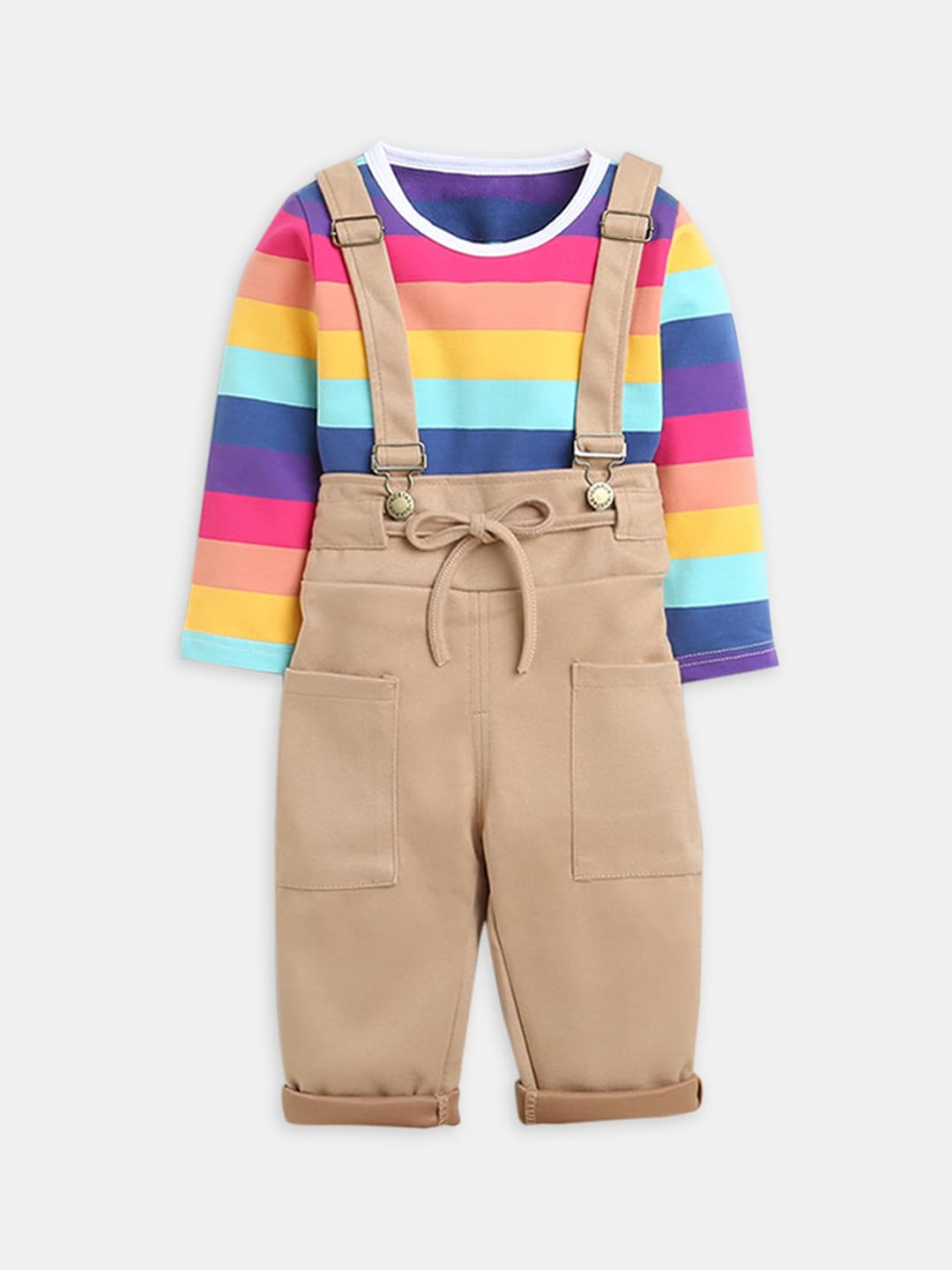 

Hopscotch Girls Brown & Red Striped T-shirt with Trousers