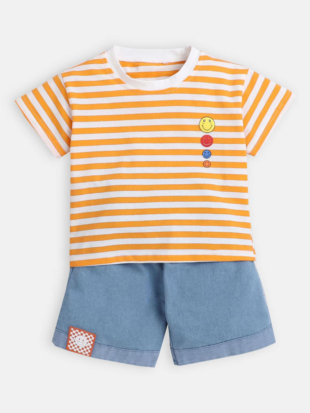 

Hopscotch Boys Orange & Blue Striped T-shirt with Shorts