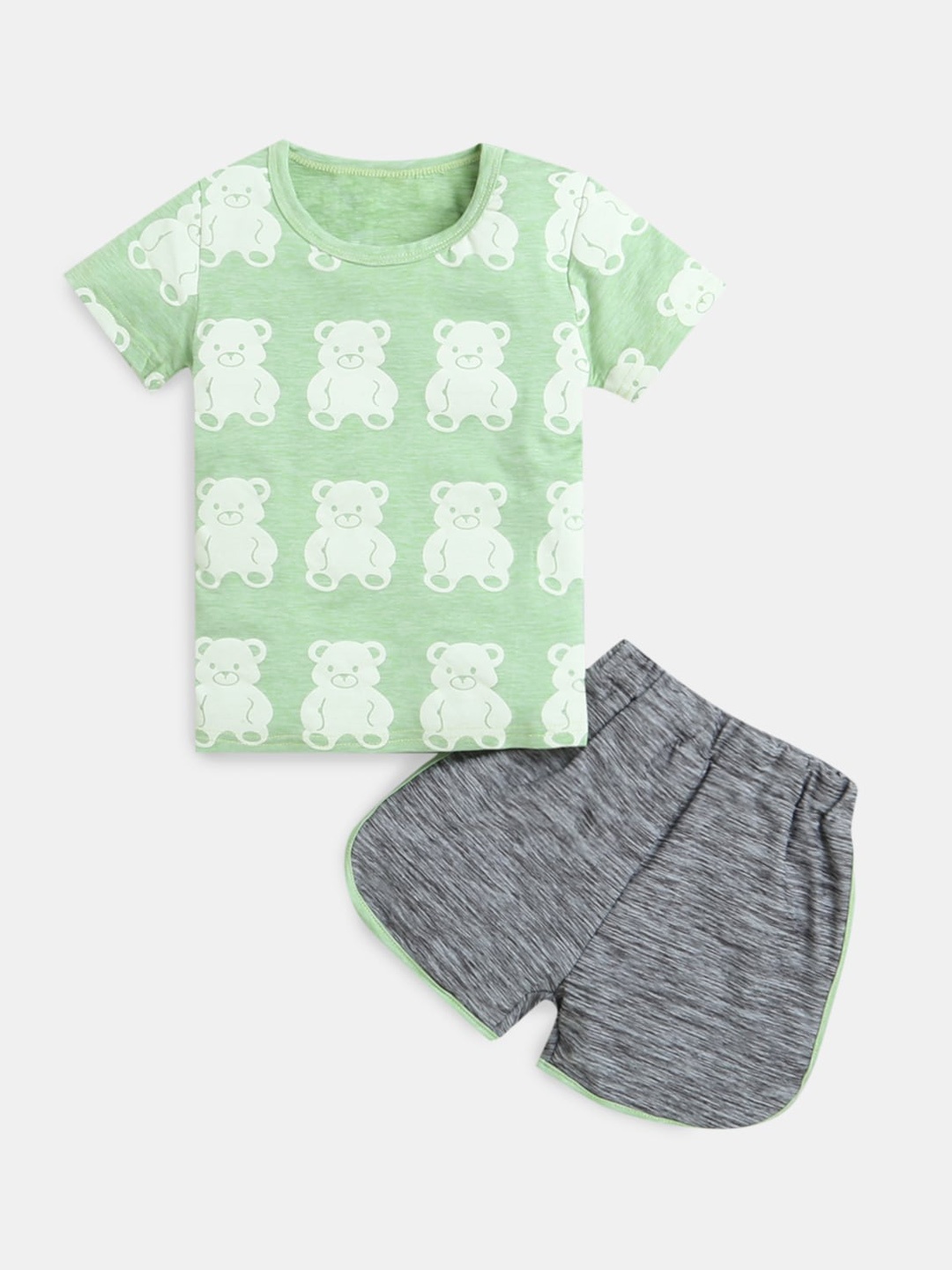 

Hopscotch Boys Green & Grey Printed Night suit