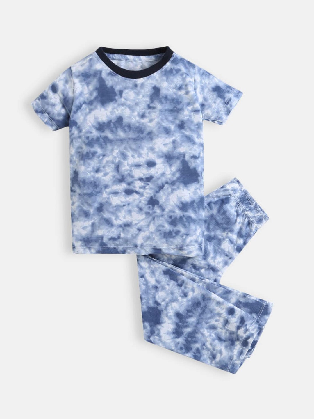 

Hopscotch Boys Navy Blue Printed Pure Cotton Night suit