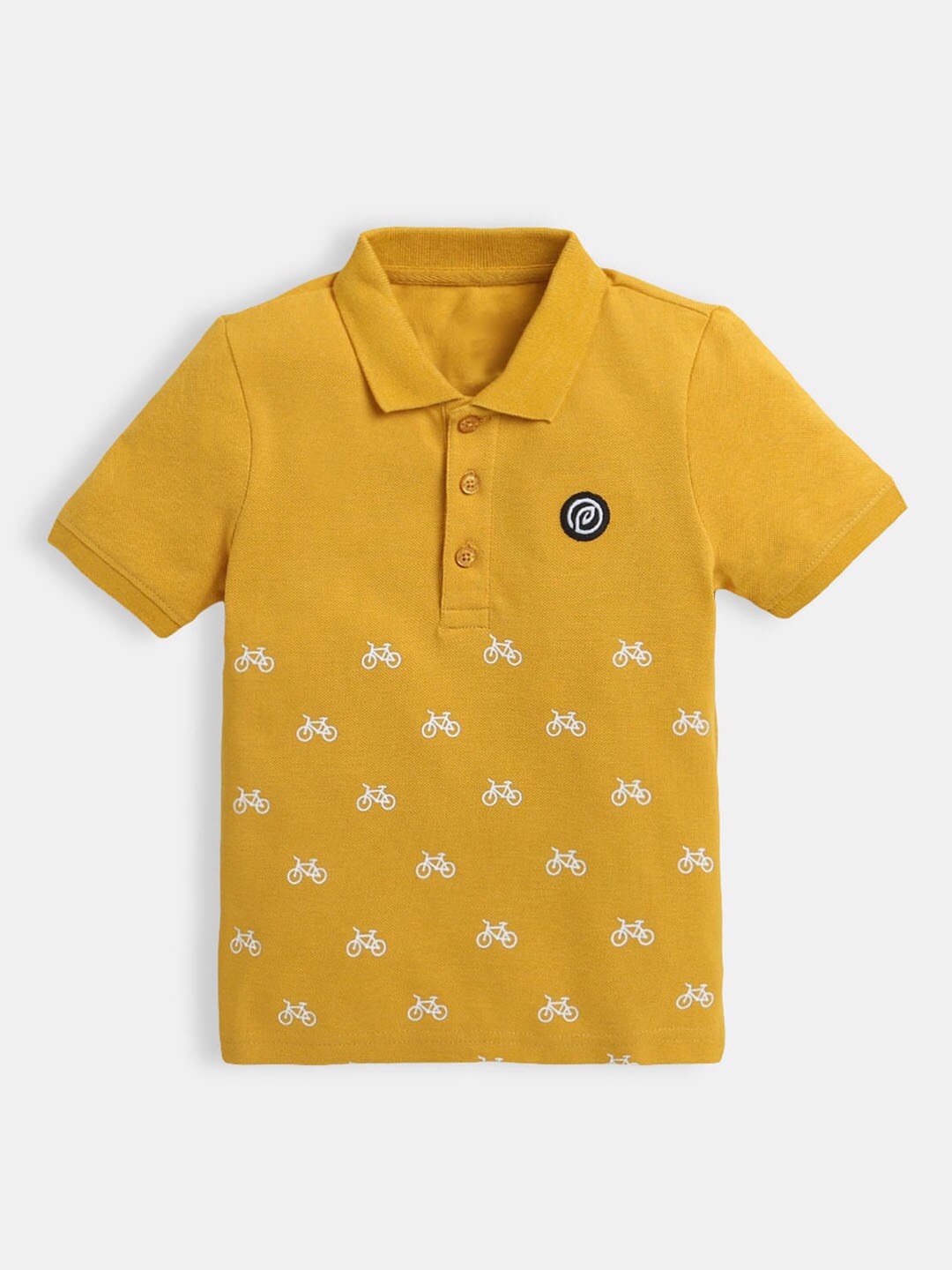 

Hopscotch Boys Yellow Printed Polo Collar T-shirt
