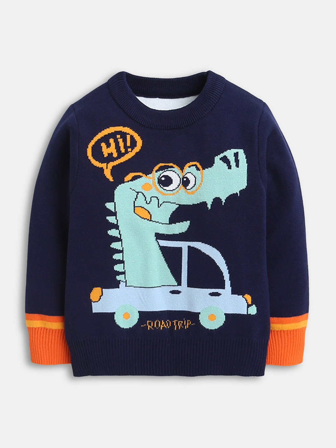 

Hopscotch Boys Navy Blue & Green Printed Pullover