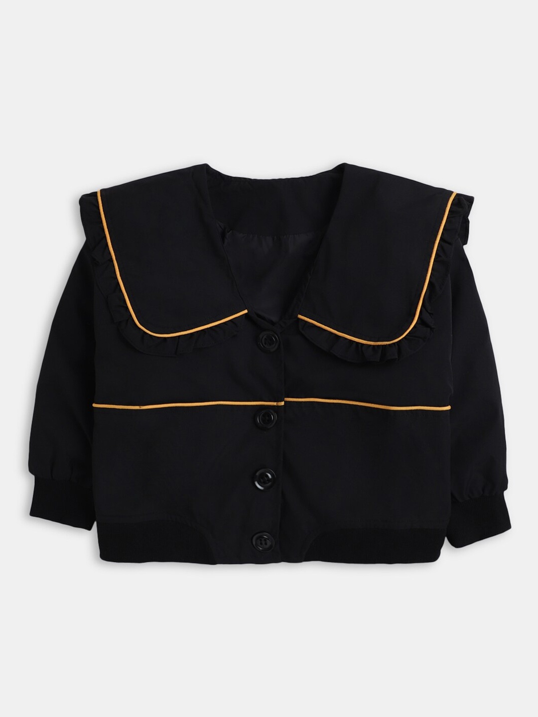 

Hopscotch Girls Black Striped Crop Open Front Jacket