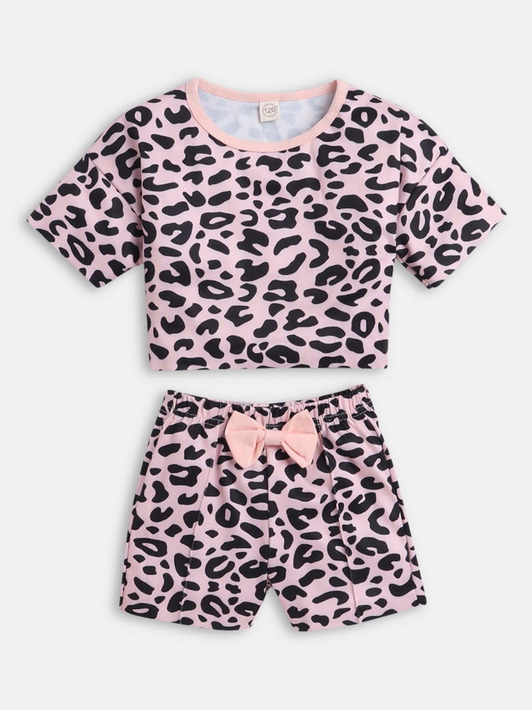 

Hopscotch Girls Pink & Black Printed T-shirt with Shorts