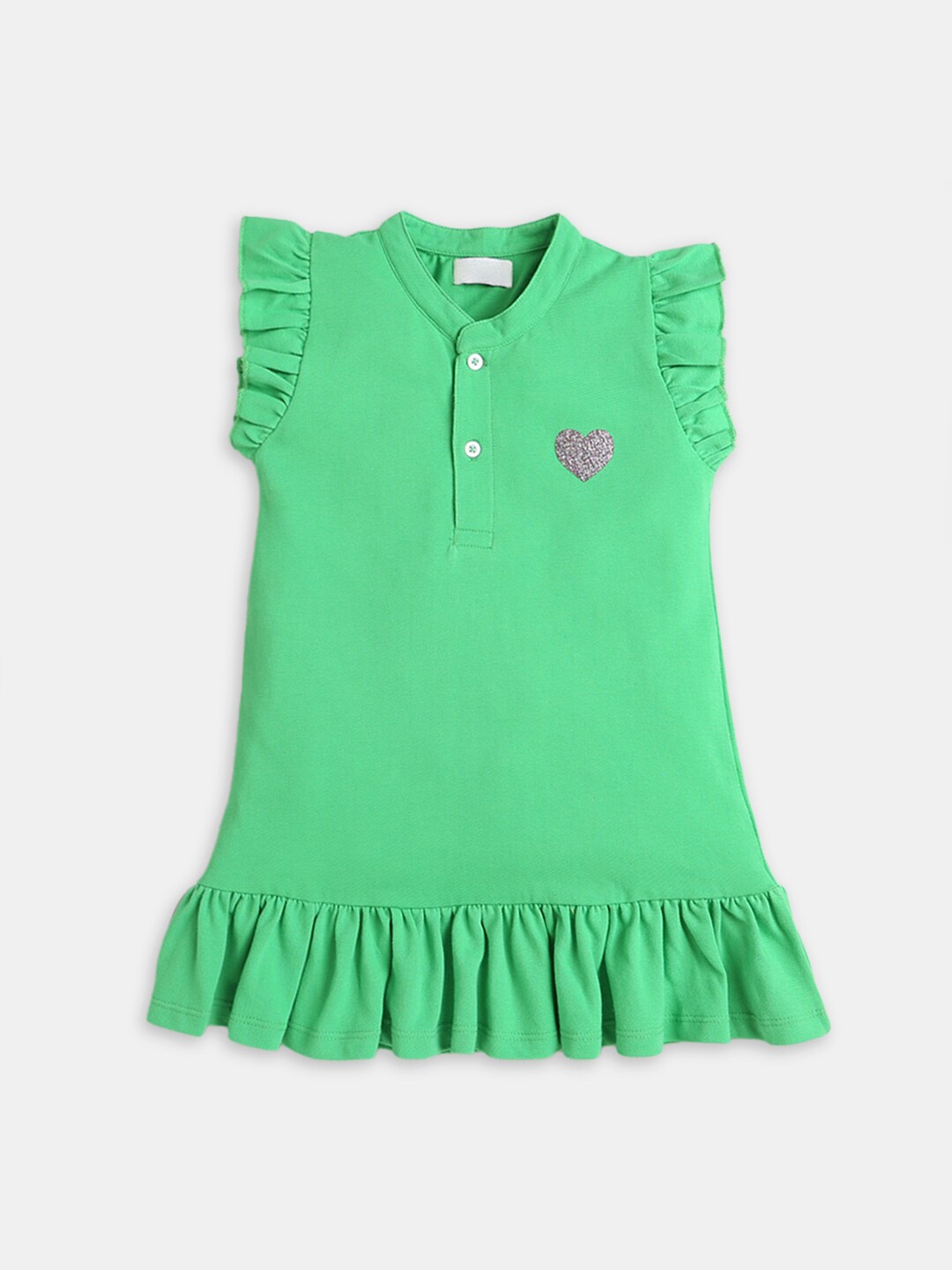 

Hopscotch Green A-Line Solid Casual Dress