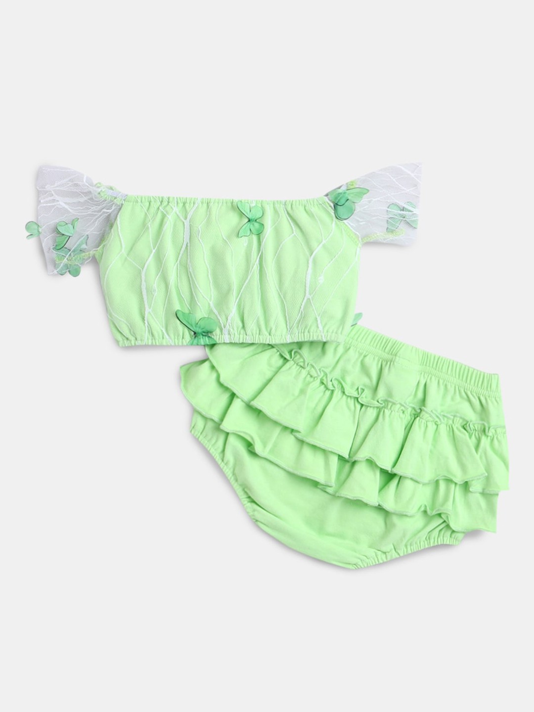 

Hopscotch Girls Green & White Printed Top with Shorts