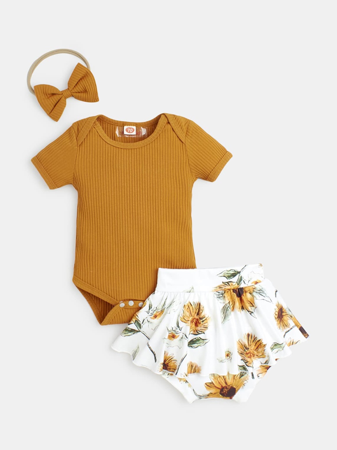 

Hopscotch Girls Brown & White Top and Shorts With Headband