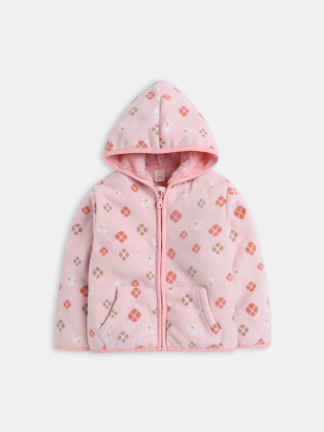 

Hopscotch Girls Pink Geometric Open Front Jacket