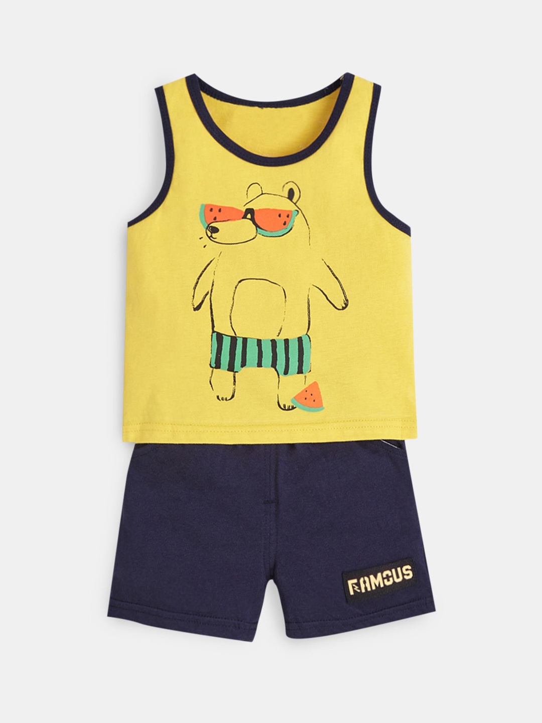 

Hopscotch Boys Yellow & Black Printed Top with Shorts