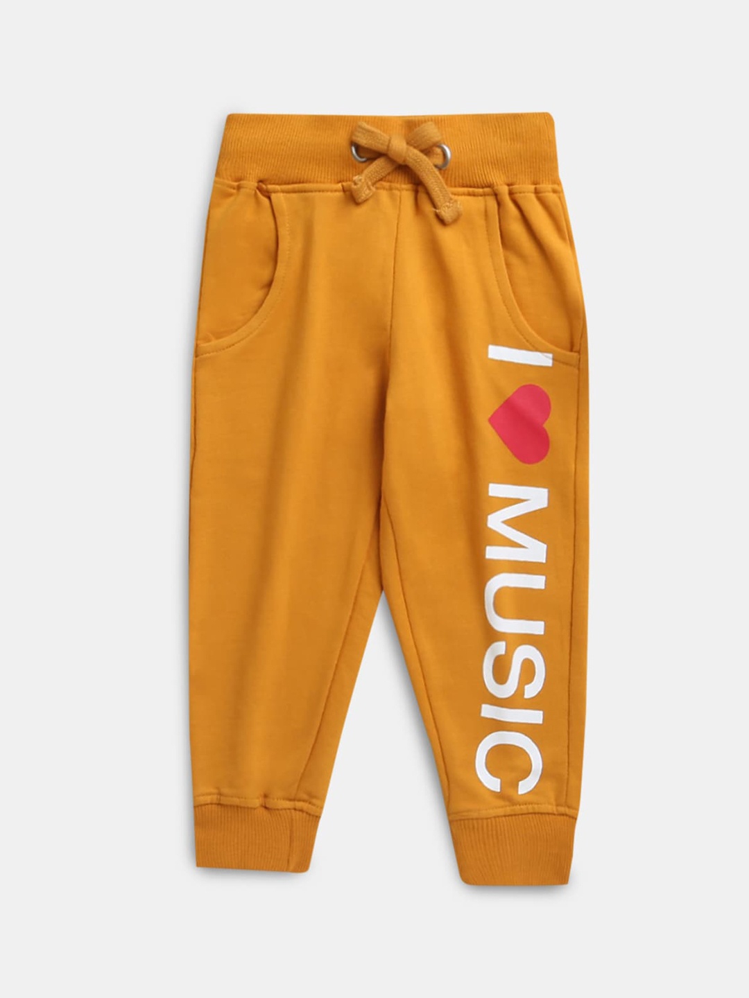 

Hopscotch Girls Yellow & White Printed Cotton Joggers