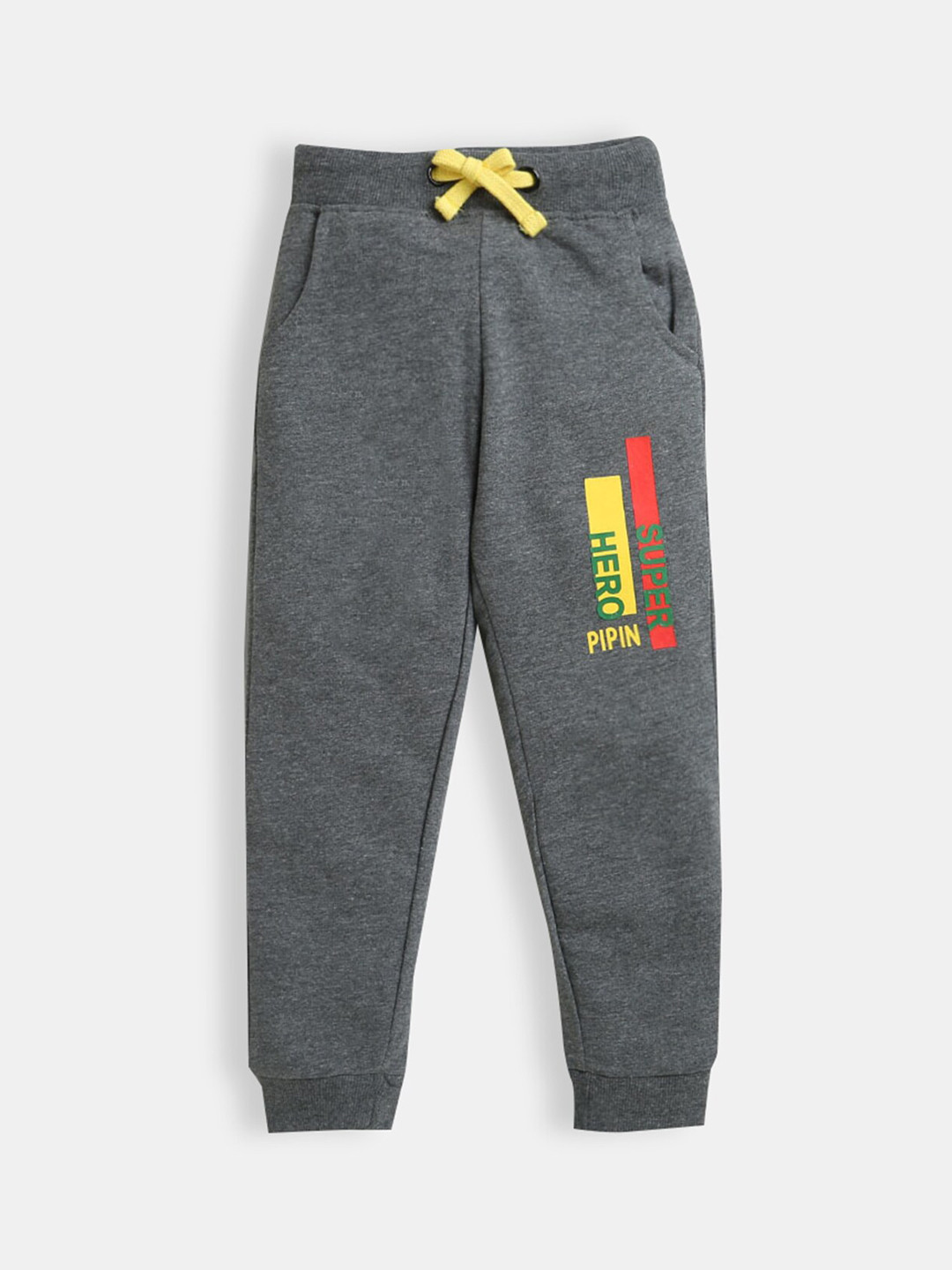 

Hopscotch Boys Grey Printed Pure Cotton Joggers
