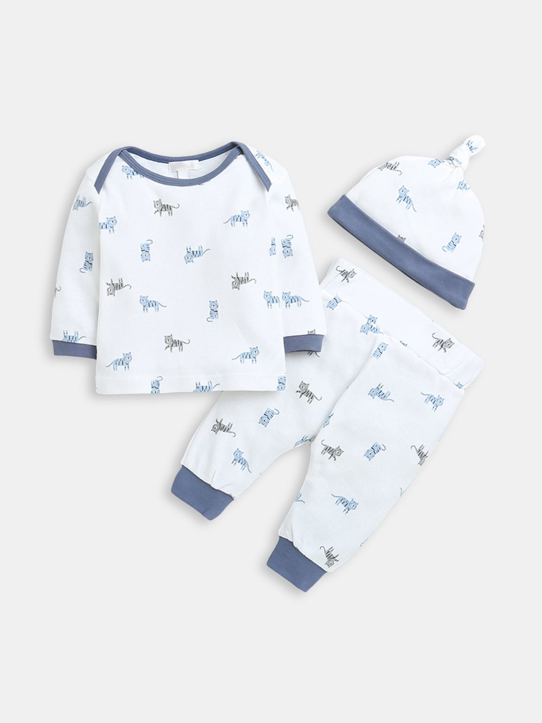 

Hopscotch Boys White & Blue Printed Top with Trousers