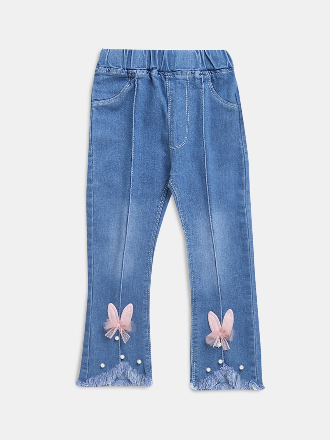 

Hopscotch Girls Blue Bootcut Light Fade Embellished Stretchable Jeans