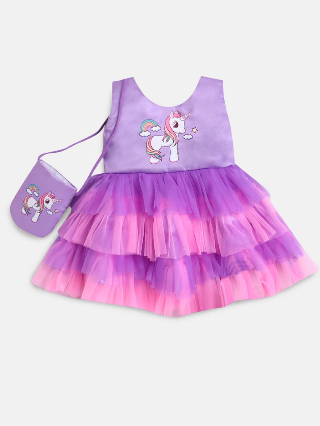 

Hopscotch Girls Purple & Pink Tie and Dye Fit & Flare Dress
