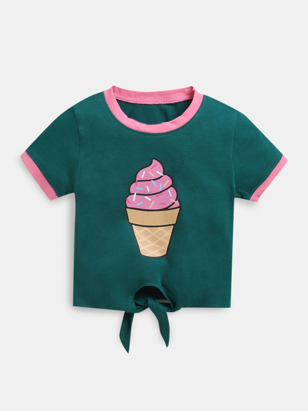 

Hopscotch Girls Green Raw Edge T-shirt