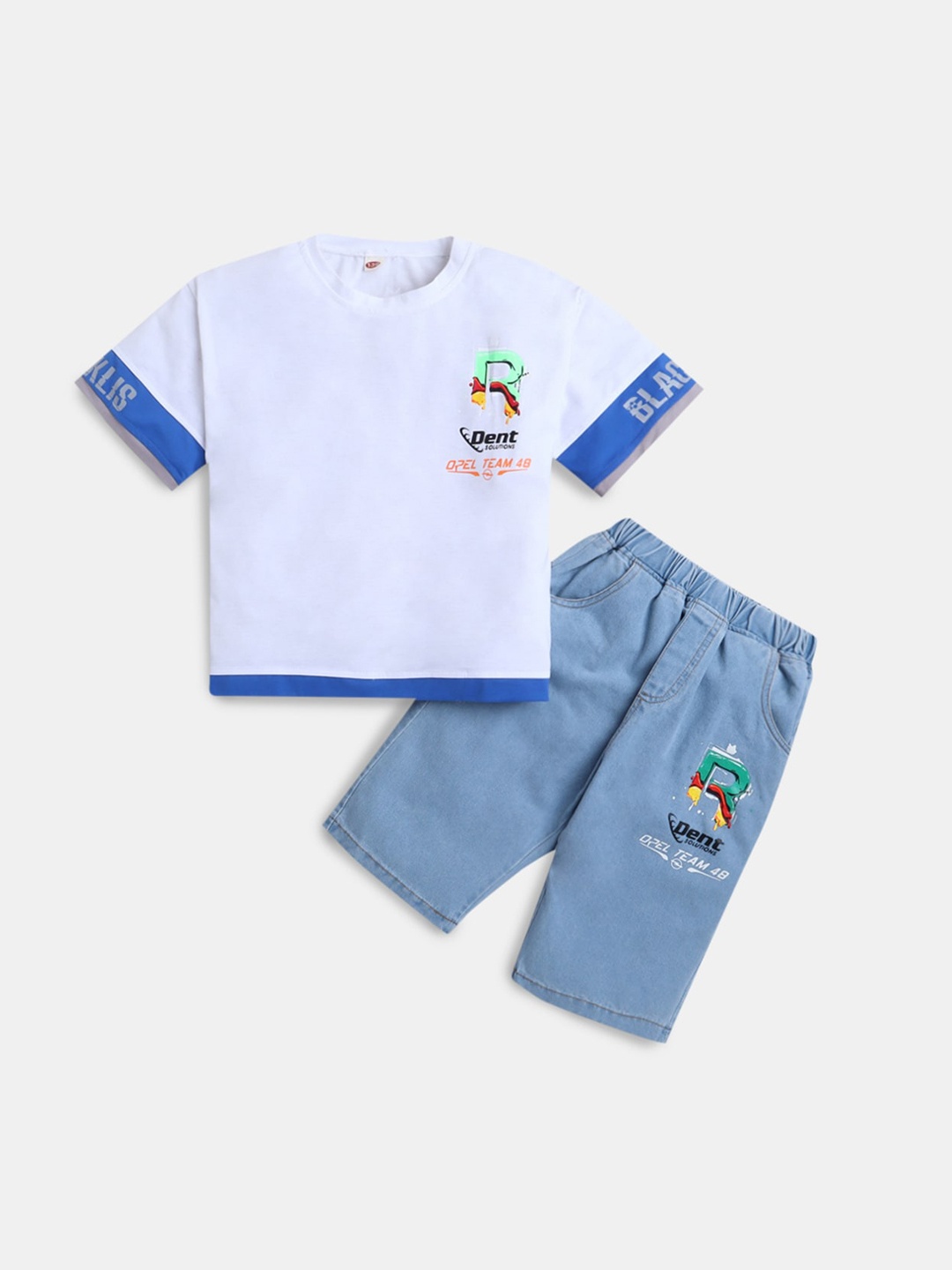 

Hopscotch Boys White And Blue T Shirt And Shorts Clothing Set