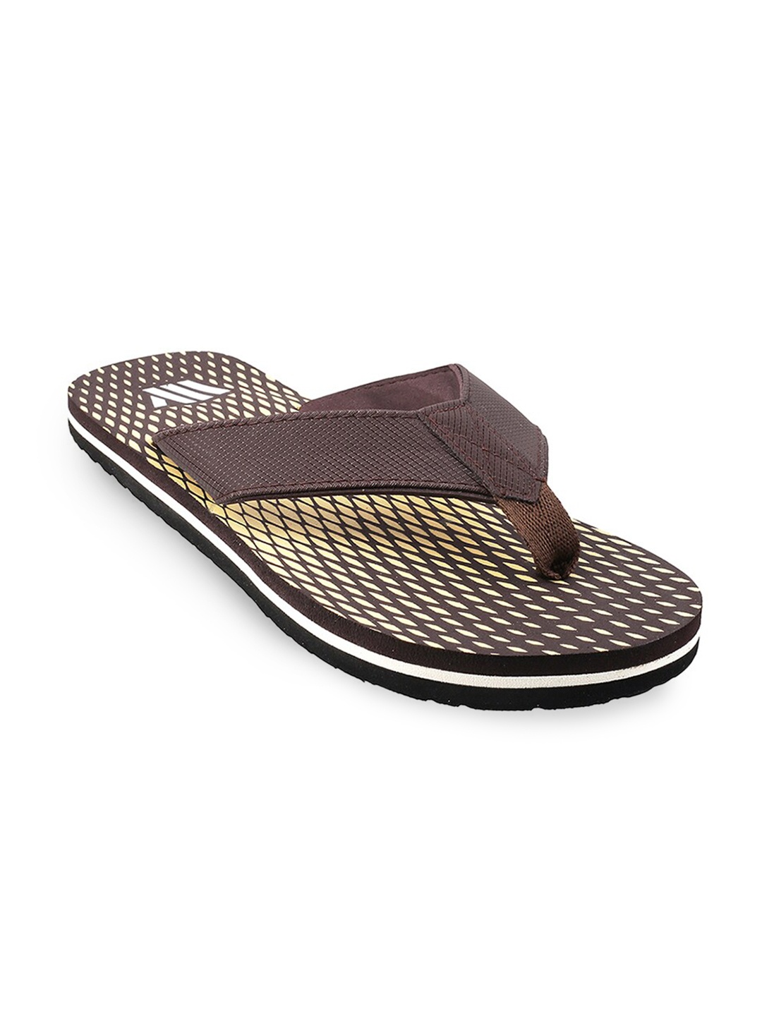 

WALKWAY by Metro Men Brown & Yellow Printed Thong Flip-Flops