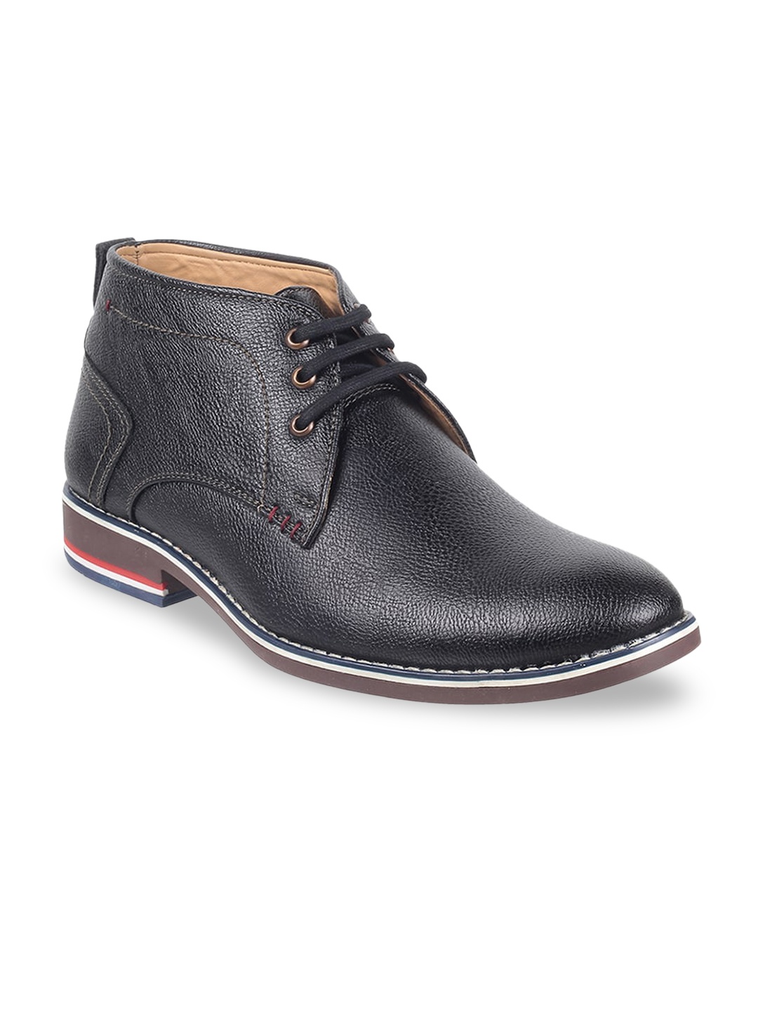 

WALKWAY by Metro Men Black Solid Leather Formal Derbys