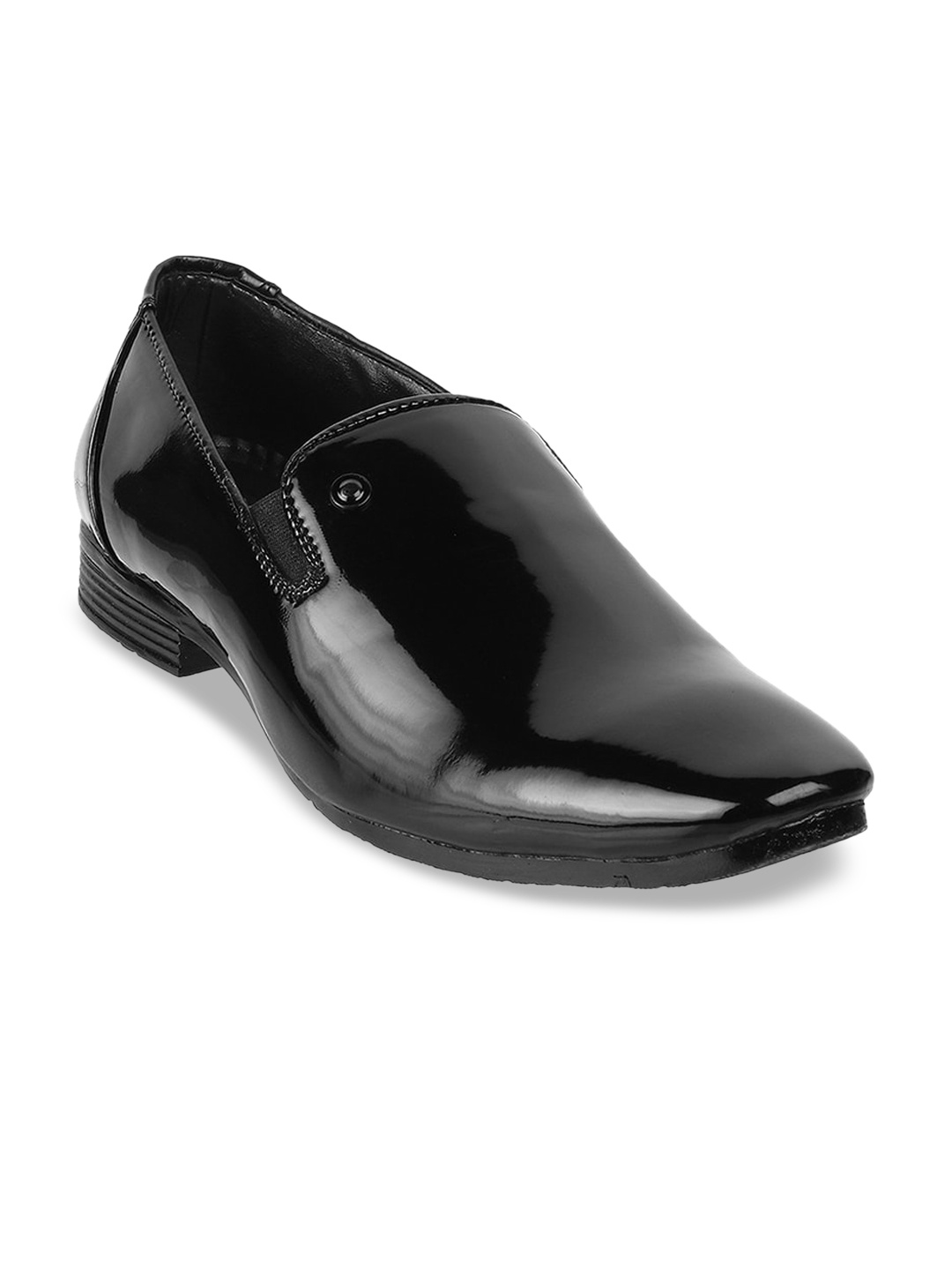 

WALKWAY by Metro Men Black Solid Slip-On Formal Shoes