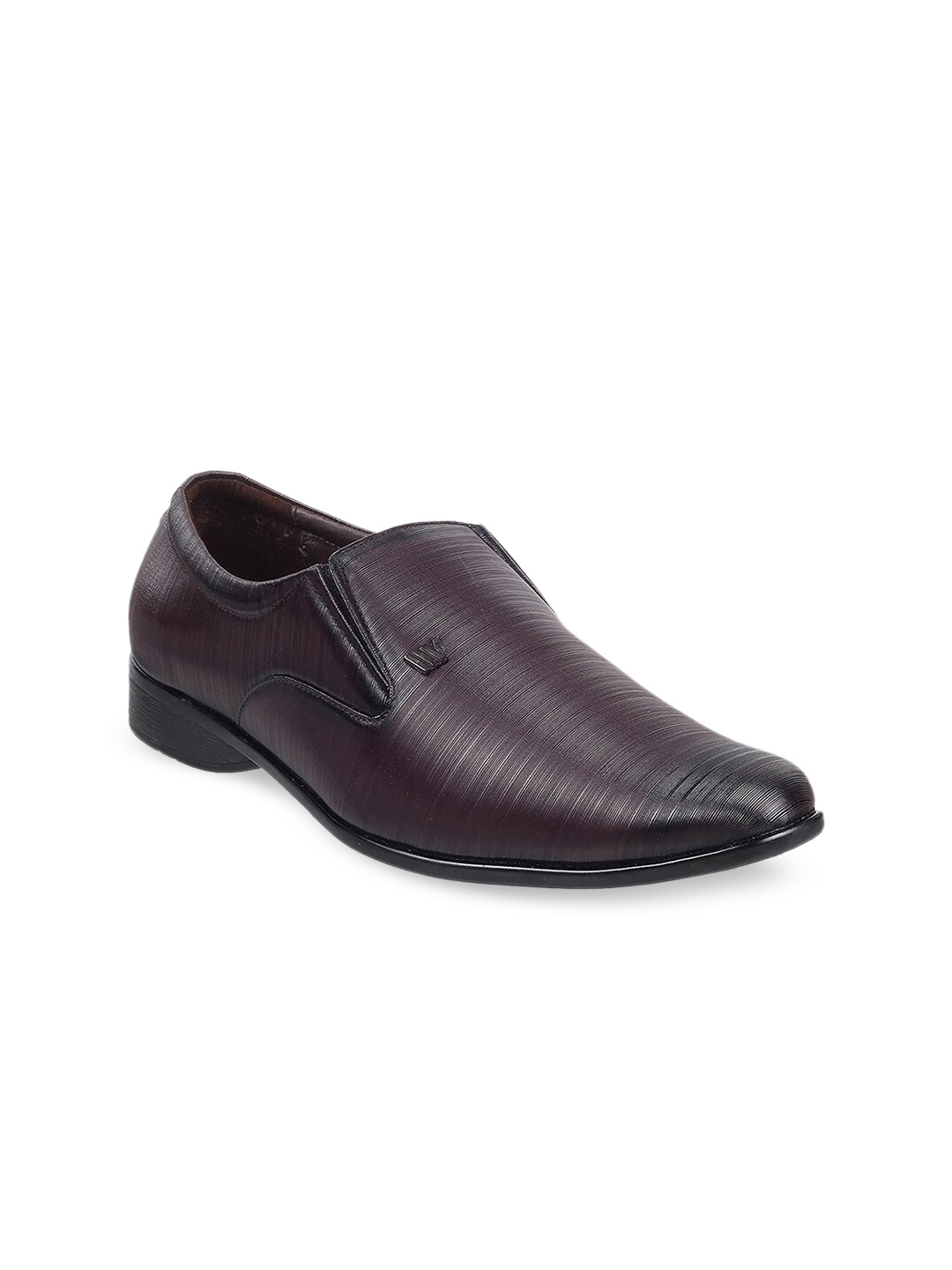 

WALKWAY by Metro Men Maroon Textured Synthetic Formal Slip-On Shoes