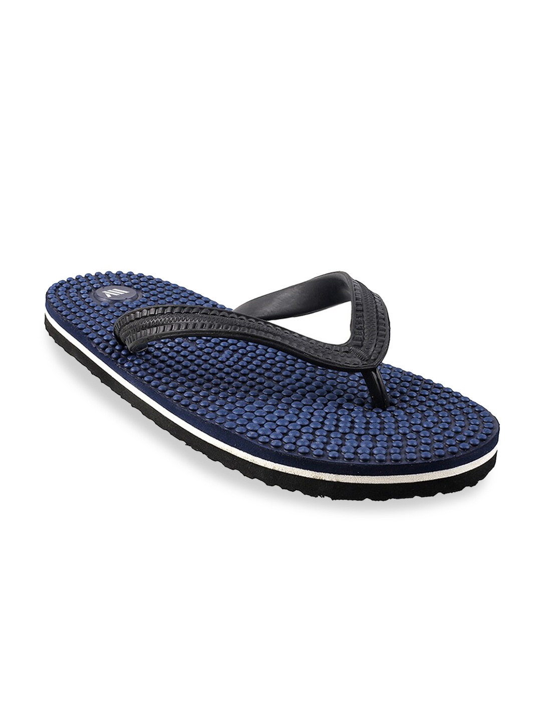 

WALKWAY by Metro Men Blue & Black Solid Synthetic Flip Flops