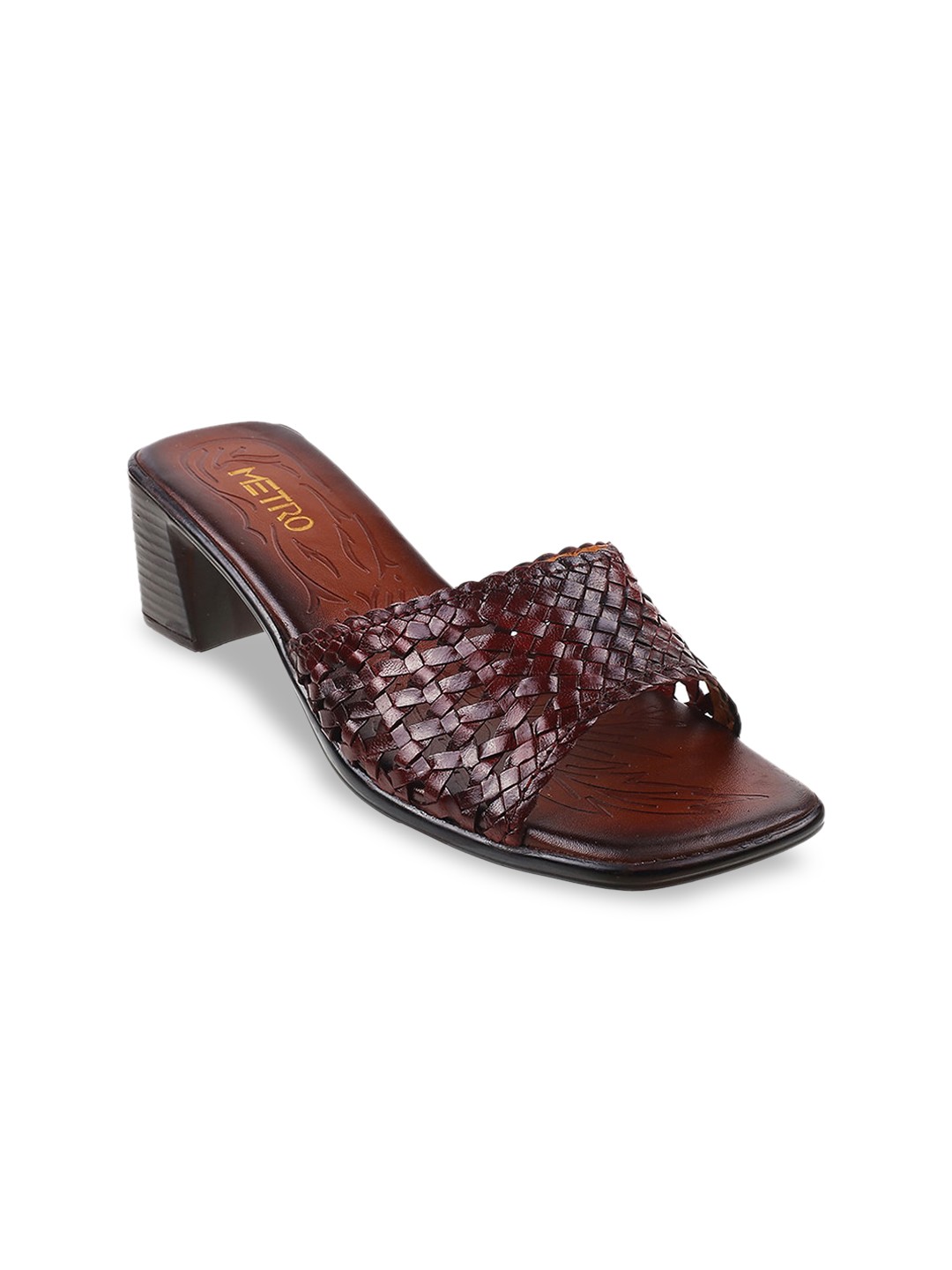 

Metro Maroon Leather Block Sandals