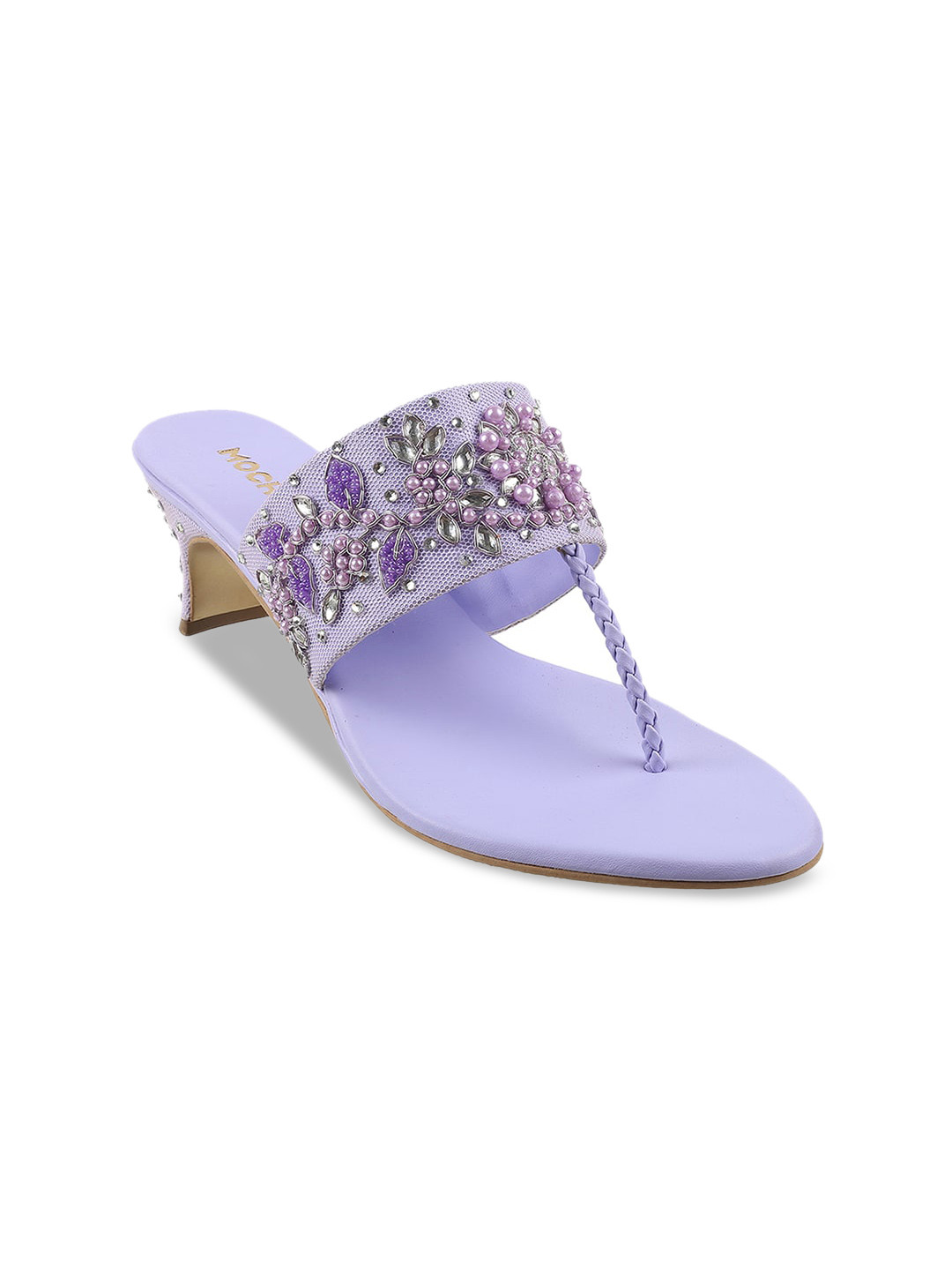

Mochi Purple Embellished Kitten Sandals