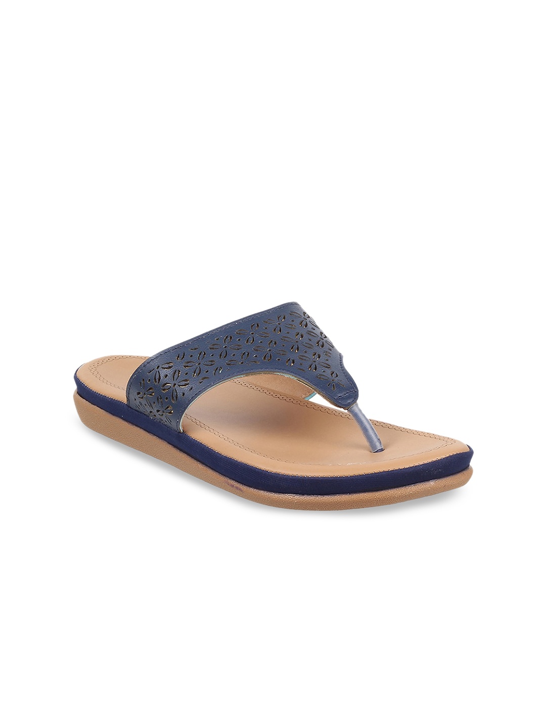 

WALKWAY by Metro Women Blue Open Toe Flats with Laser Cuts