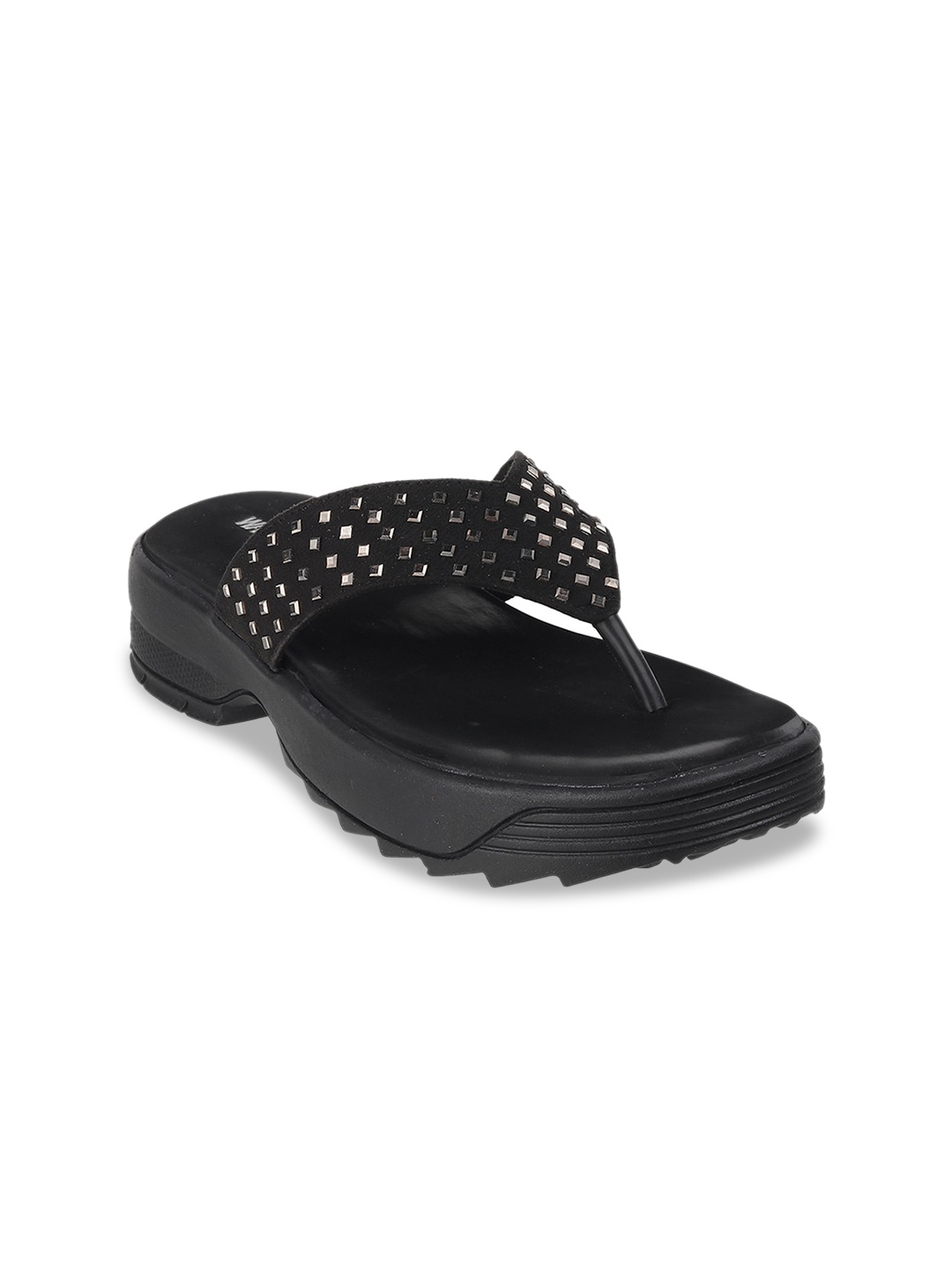 

WALKWAY by Metro Women Black Embellished Open Toe Flats