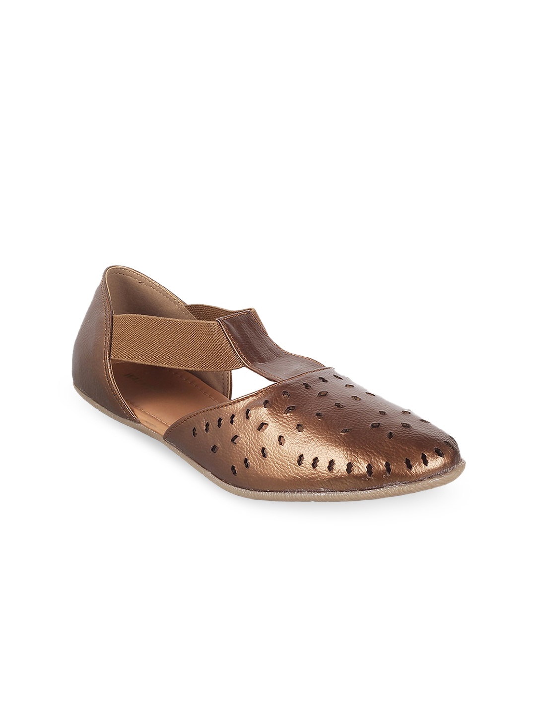 

WALKWAY by Metro Women Bronze-Toned Ballerinas with Laser Cuts Flats