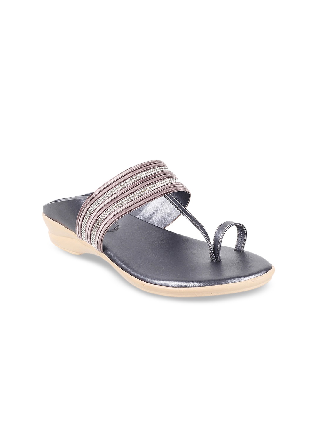 

WALKWAY by Metro Women Grey Striped Comfort Heels
