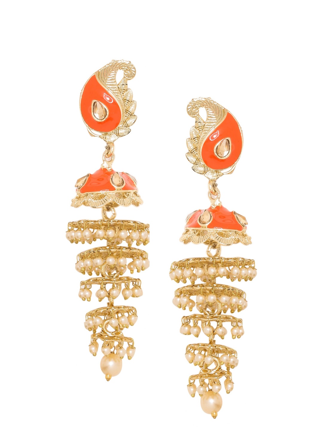 

Sanjog Peach-Coloured Classic Jhumkas Earrings