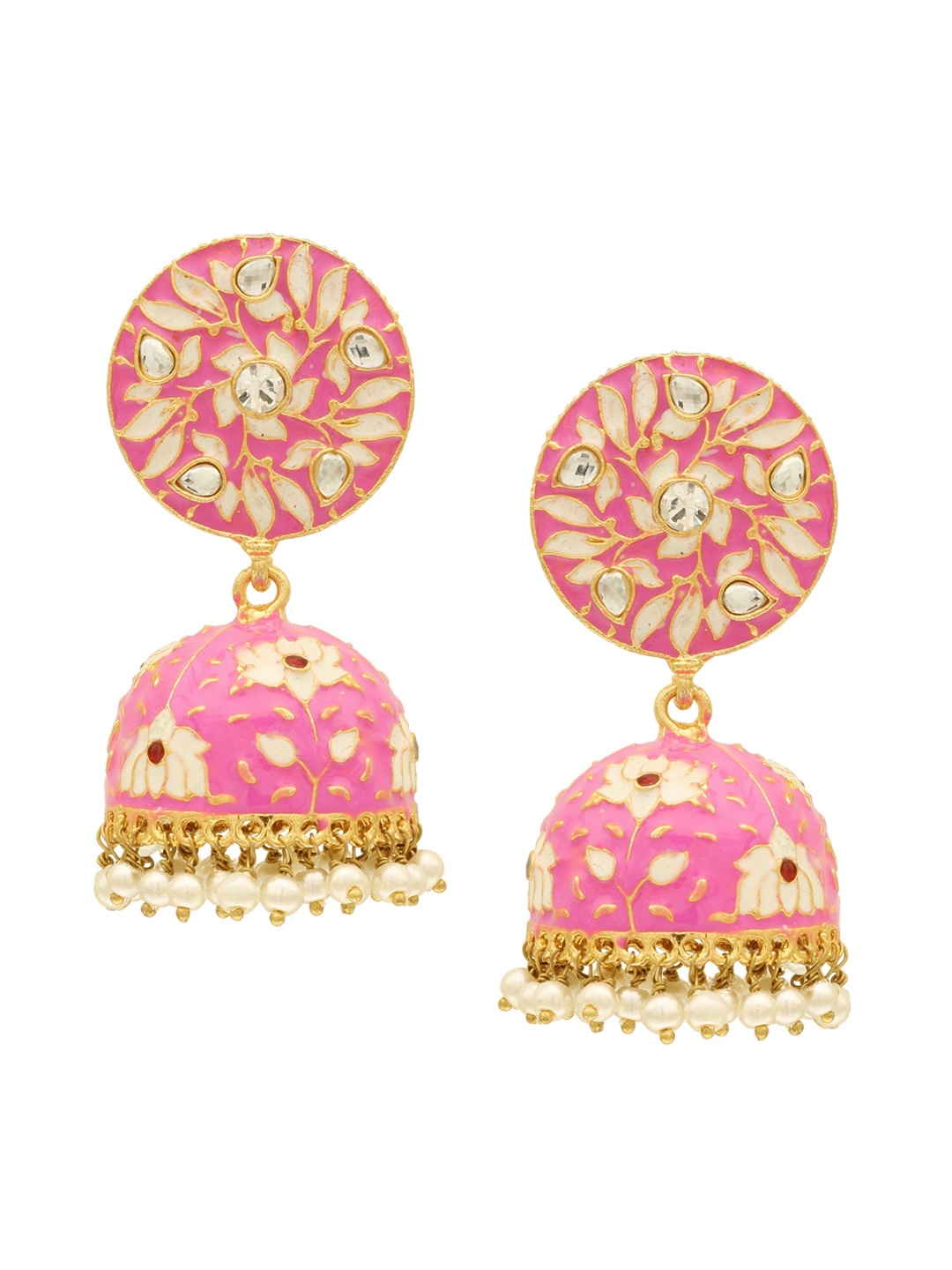 

Sanjog Pink Dome Shaped Jhumkas Earrings