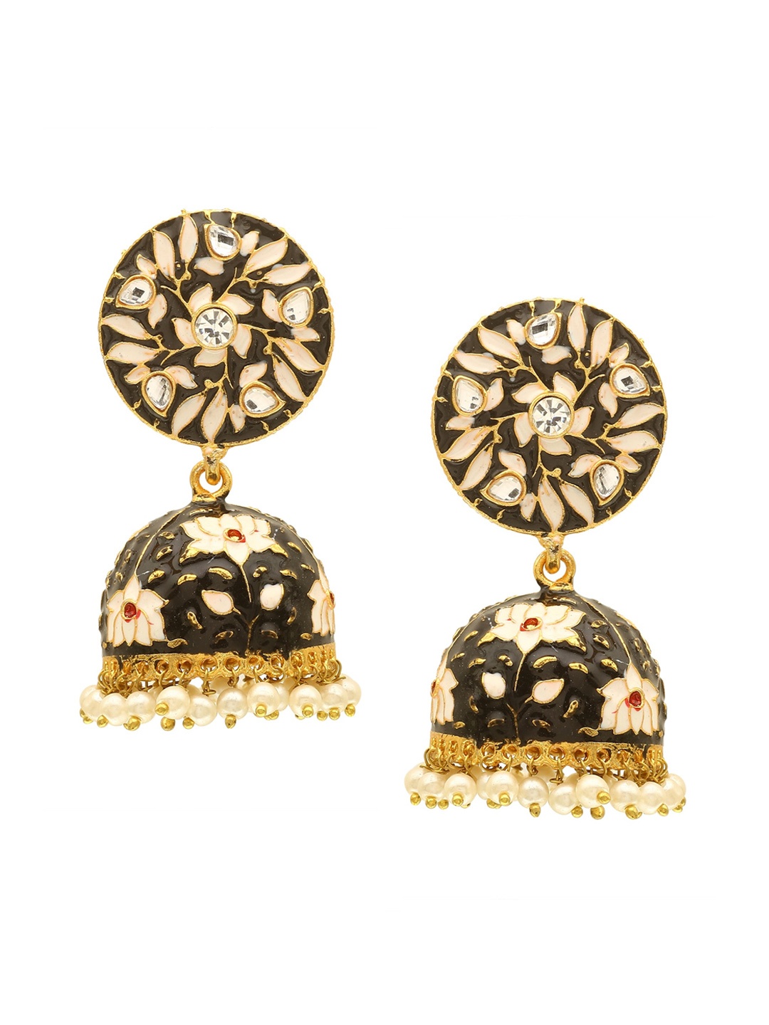 

Sanjog Black Gold Plated Classic Jhumkas Earrings