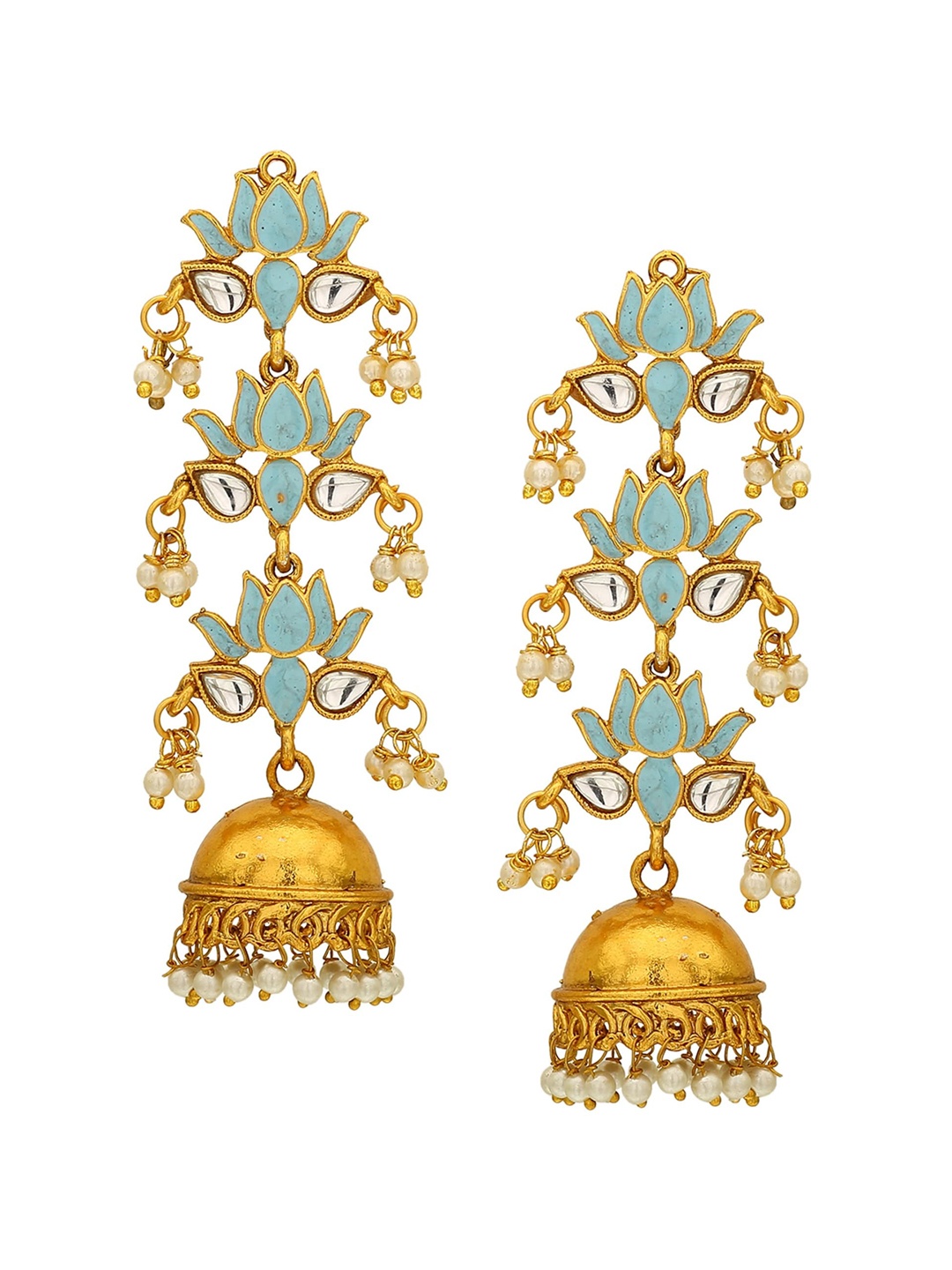 

Sanjog Women Gold Plated Blue Classic Jhumkas Earrings